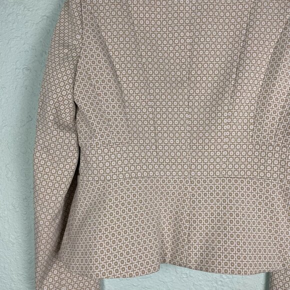 Calvin Klein Women's 12P Dress Jacket Tan & Ivory Jacquard Textured Gold Zippers - Picture 7 of 16